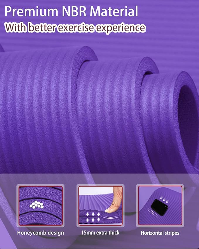 Yoga Mat Thick Wide Yoga Mats for Women Men Large Exercise Mat 78"x35" 1/2 Inch Workout Mat for Home Gym, with Carrying Yoga Bag