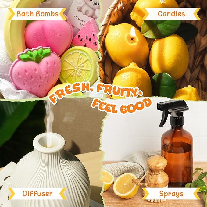 SALKING Fruity Fragrance Essential Oils Set, Essential Oil Gift Set Scented Oils for Diffuser Candle Making - Pineapple,Guava, Raspberry, Green Apple, Orange, Cherry - Bloomnest