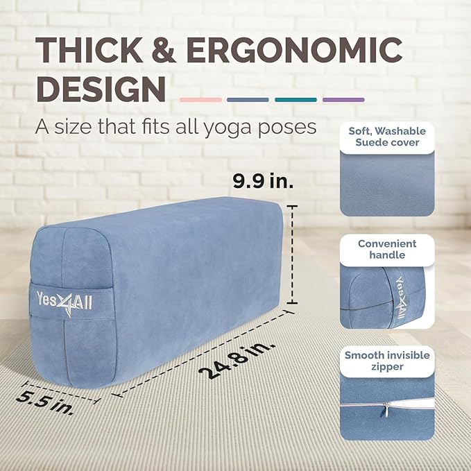 Yes4All Triple-Layer Sponge Yoga Bolster Pillow for Restorative Yoga & Meditation - Versatile Yoga Support Pillow, Balance & Poses Modification - Bloomnest