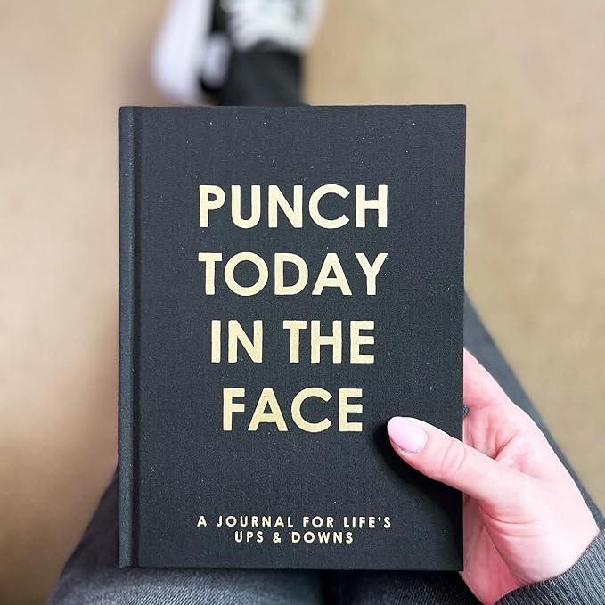 Graphique Self-Care Journal - Punch Today in the Face - 256 Pages - Weekly Quote & Daily Fill in Interiors - Hardbound Fabric Cover - Ribbon Marker (6" x 8") - Bloomnest