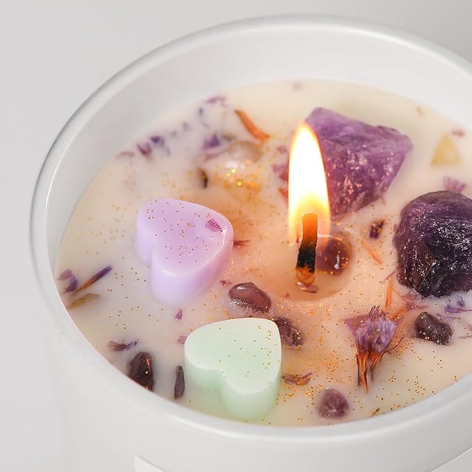 Get Well Candle with Healing Crystals - Get Well Gifts for Women After Surgery, Humor Surgery Recovery Gifts for Women, Get Well Soon Gifts, Lavender Scented Candle, 10 oz, White - Bloomnest