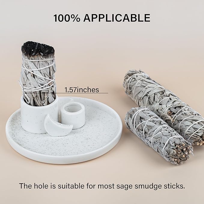 ZenBless Incense Burner, Palo Santo Sage Candle Holder for Burning, Incense Holder for Sticks, Ceramic Ash Catcher Tray for Meditation Yoga Room Home Decor Spritual Gifts(White) ZenBless