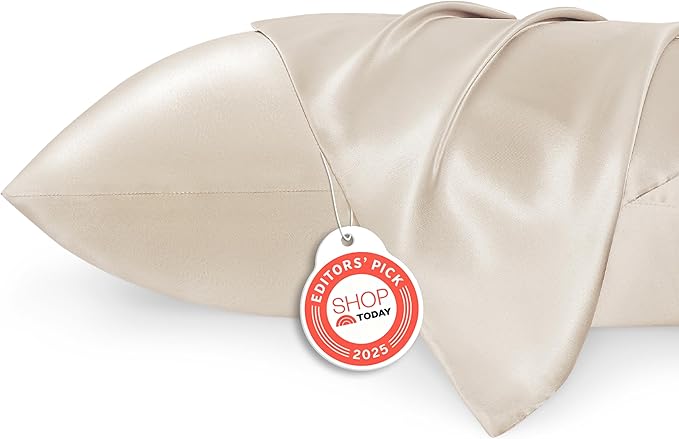 Bedsure King Size Satin Pillowcase Set of 2 - Beige Silky Pillow Cases for Hair and Skin with Envelope Closure, Similar to Silk Pillow Cases, Gifts for Women Men, 20x36 Inches, 2pcs - Bloomnest