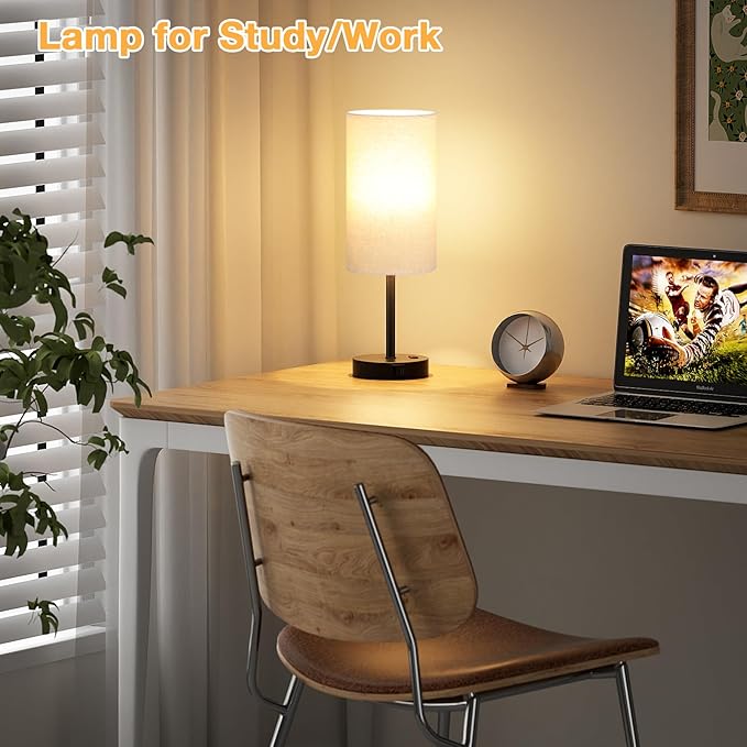 Dicoool Tall Touch Bedside Table Lamp with USB - 3 Way Dimmable Black Lamps for Bedroom Nightstand, Desk Lamp with Black Charging Station for Dorm, Office, Kids Room - Bloomnest