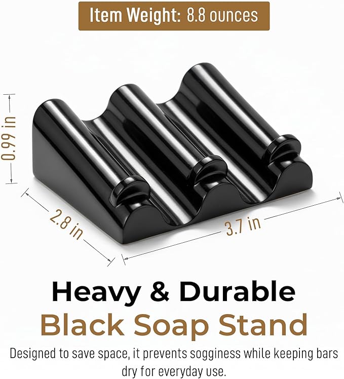 DOXOLOGY Black Marble Soap Dish Bathroom Organizer - Resin Soap Dish with Rectangular Design 3.7" L x 2.8" W - Self Draining Soap Dishes Keeps Countertop Neat - Marble Look Soap Tray for Sink - Bloomnest