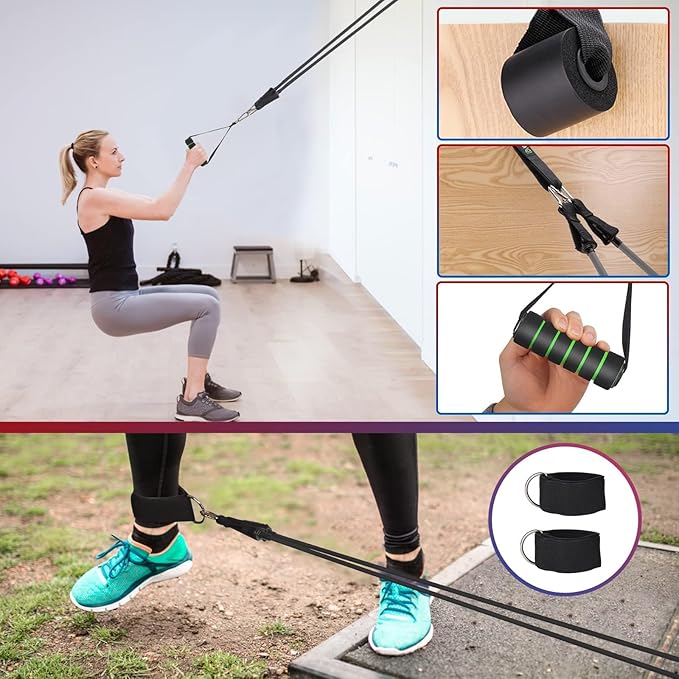 Exercise Resistance Bands with Handles for Working Out, 150/200/250/300 lbs Workout Bands Set with Door Anchor for Physical Therapy, Yoga, Pilates - Bloomnest