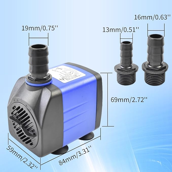 CONQUERALL 25W Electric Water Pump 396GPH Large Flow 6ft Power Cord for Outdoor Fountains Pond - Bloomnest