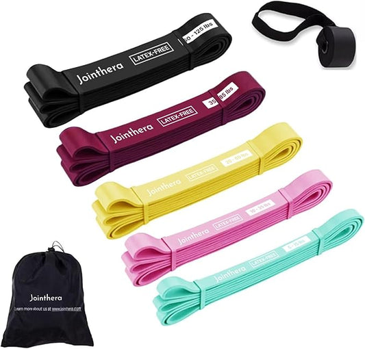 Premium Latex Free Resistance Bands for Working Out - Set of 5 + Carrying Bag | Non Latex Pull Up Loop Workout Bands Resistance for Women and Men | Stretching, Exercise and Muscle Training - Bloomnest