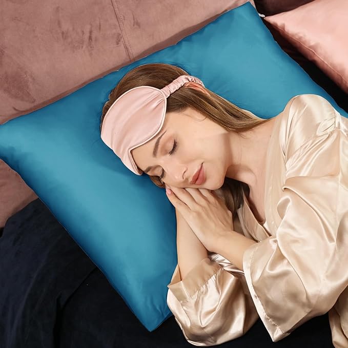Adubor 100% Silk Pillowcase - Mulberry Silk Pillow Cases, 23 Momme 6A Grade Fibers, Silk Pillow Case for Hair and Skin Health, with Hidden Zipper (Queen 20''x30'', Peacock Blue, 1PC) - Bloomnest
