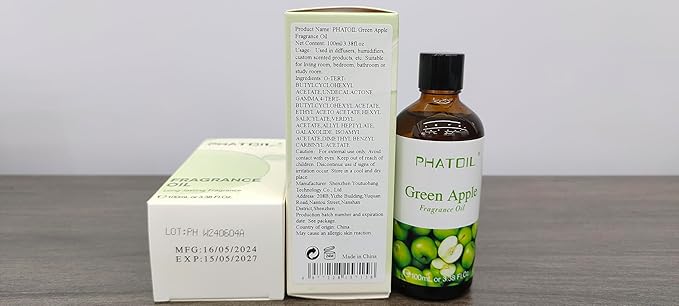 PHATOIL 3.38FL.OZ Green Apple Fragrance Oils for Aromatherapy, Essential Oils for Diffusers for Home, Perfect for Diffuser, Yoga, DIY Candle and Soap Making - 100ml - Bloomnest