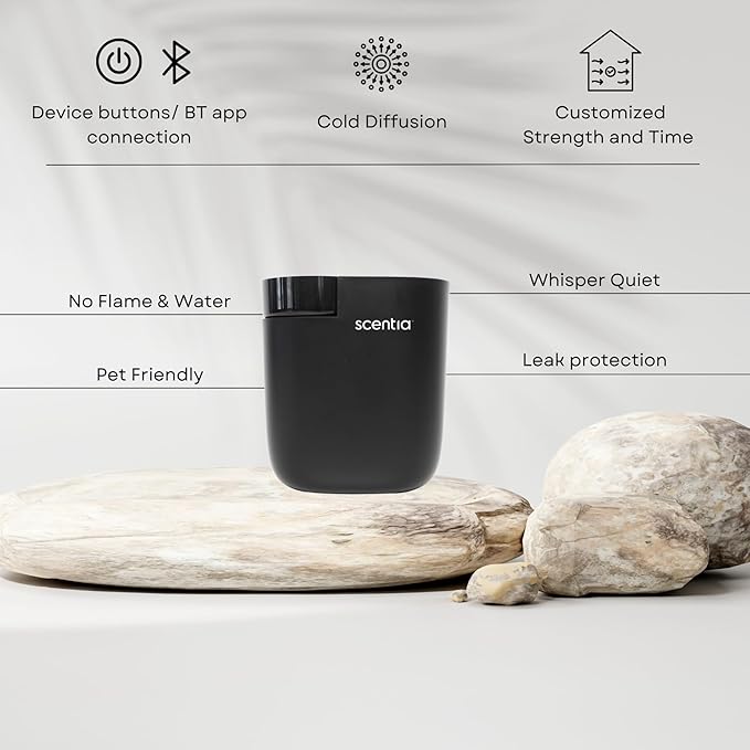 Smart Plug-in Diffuser with App Control | Waterless Cold Air Diffuser | My Way Hotel-Inspired Scent Included | 500 Sq. Ft. Coverage | Mother's Day & Housewarming Gift | Black - Bloomnest