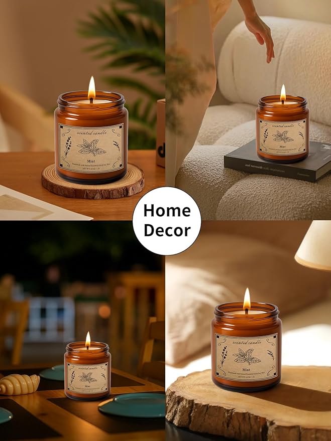Home Scented Candles, 16oz Large Jar Scented Candle – Mint Soy Wax Candle with 100 Hour Burn Time, Long Lasting Aromatherapy Candle for Cooling Freshness, Relaxing Home Fragrance & Gift Candles - Bloomnest