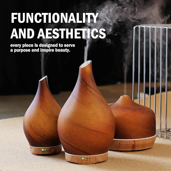 Porseme 280ml Essential Oil Diffuser Glass Color Changing Aroma Air Diffusers Aromatherapy Ultrasonic Cool Mist Humidifier 7 Running Hours Waterless Auto-Off for Sleeping Yoga Office Spa(Caramel) Porseme