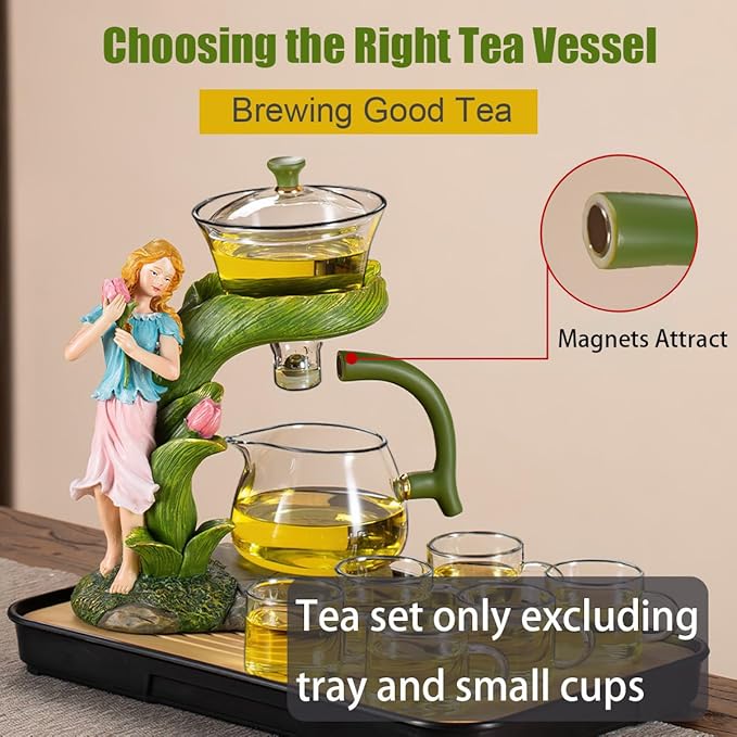 Magnetic Glass Tea Pot, Lazy Kungfu Drip Tea Set, Semi Automatic Heat Resistant Teapot, Sturdy High Borosilicate Glass TeaPot, Suitable for home/office Reception Tea Set - Bloomnest