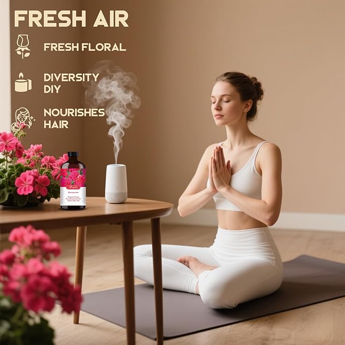 Geranium Essential Oil-Geranium Fragrance Oil 4.33oz (130ml)-100% Pure Natural Scent for Diffusers, Candles, Soap Making & Aromatherapy-Relaxing Home & Gift Essential Oil for Bath, Massage - Bloomnest