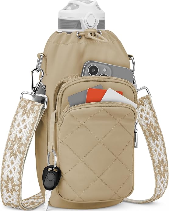 Water Bottle Bag Crossbody，Insulated Water Bottle Purse Crossbody Water Bottle Holder with Strap 40 oz SYTRAH