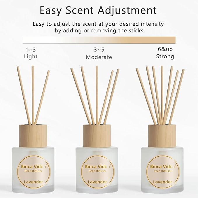 Reed Diffuser Set of 3, Binca Vidou Lavender, Jasmine & White Tea, Sage & Sea Salt Natural Scent Oil Diffusers with Sticks for Home Office Bathroom Aromatherapy Decor 1.69oz x 3 - Bloomnest