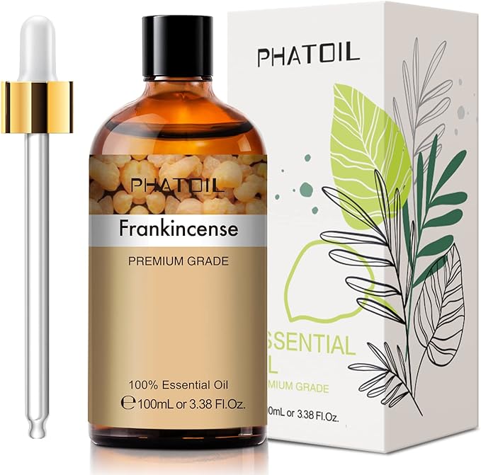 PHATOIL Frankincense Essential Oil 100ML, Essential Oils for Diffuser, Humidifier, Aromatherapy, Perfect for DIY Soap, Candle, Bath Bombs Making PHATOIL