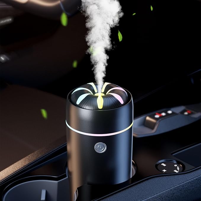 Car Humidifier Diffuser - Smart Cool Mist Air Freshener for Essential Oils - USB for Car, Home, Office, Bedroom (Black) - Bloomnest