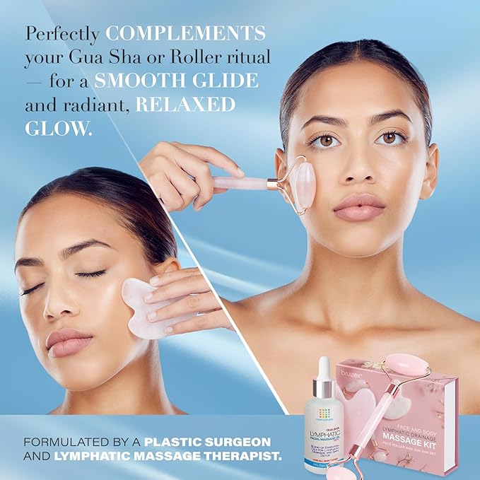 Facial Lymphatic Drainage Oil for Gua Sha Facial Tools, Lymphatic Drainage Massager Face with Jojoba & Coconut Oil, Use with Face Roller, Jade Roller, Guasha Tool for Face & Neck, 1 Fl Oz - Bloomnest