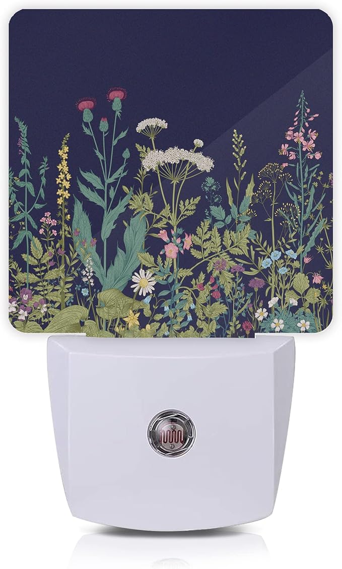 Herbs and Wild Flowers Night Light,Night Lights Plug into Wall 0.5W Sleep Friendly for Boys Girls Led Night Light Dusk to Dawn Sensor Nightlight for Stairway/Hallway/Bedroom - Bloomnest