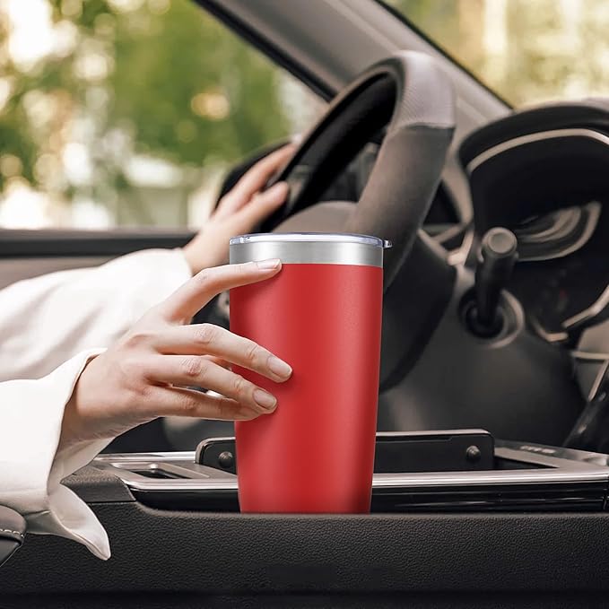 20 oz Tumbler with Lid Stainless Steel Insulated Tumblers Bulk Double Wall Vacuum Cups Powder Coated Travel Mug Keep Drink Cold and Hot, Wine Red, 8 Pack
