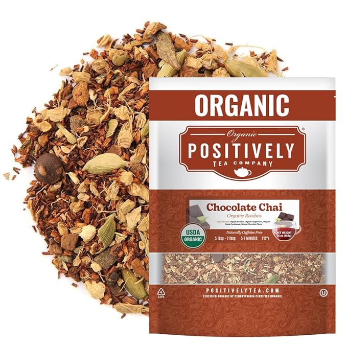 Organic Positively Tea Company, Rooibos Chocolate Chai Tea, Loose Leaf, 16 Ounce - Bloomnest