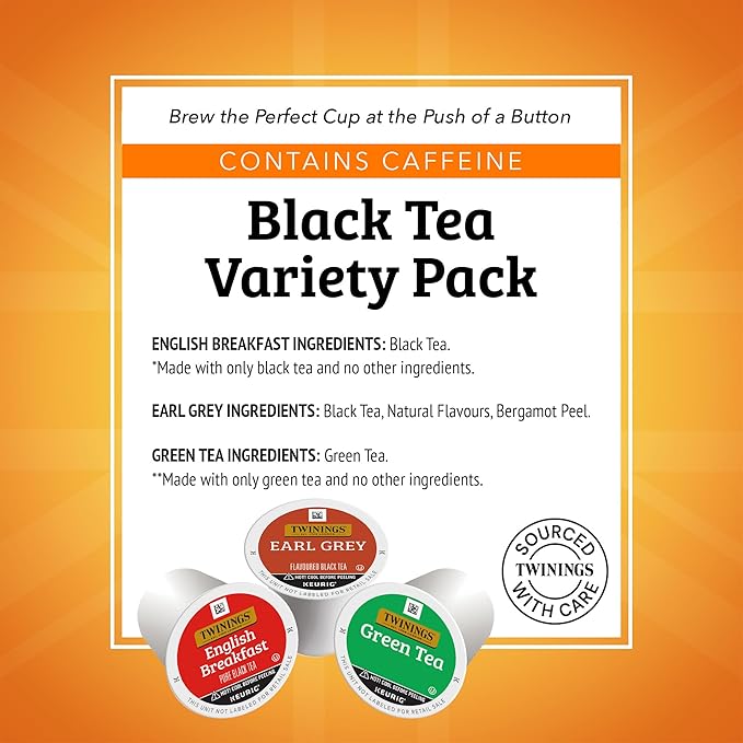 Twinings 36 K-Cup Pods Variety Pack, Includes English Breakfast, Earl Grey, and Green for Keurig and Single Cup Brewers, 12 Count (Pack of 3), Caffeinated, Enjoy Hot or Iced - Bloomnest