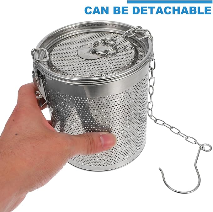 Large Tea Infuser, 5 Inch Tea Strainers for Loose Tea, 304 Stainless Steel Soup Seasoning Filter with Buckled Lid & Chain Hook, Fine Mesh Hole Cooking Filters for Tea, Spice, Soup, Seasoning - Bloomnest