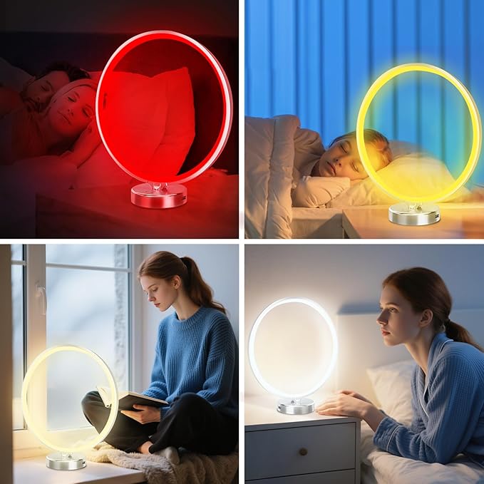 Red Light Therapy Night Light Lamp for Sleep 670nm Red Nightlight Desk Lamp with Multi-Color and Brightness Options Remote Control,Deep Relaxation and Improve Sleeping for Adults Kids (Silver) - Bloomnest