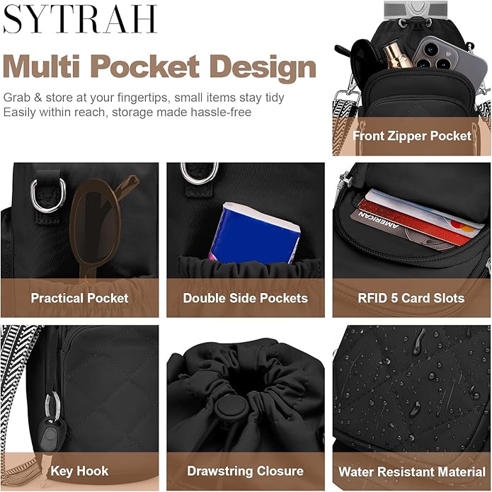 Water Bottle Bag Crossbody，Insulated Water Bottle Purse Crossbody Water Bottle Holder with Strap 40 oz SYTRAH