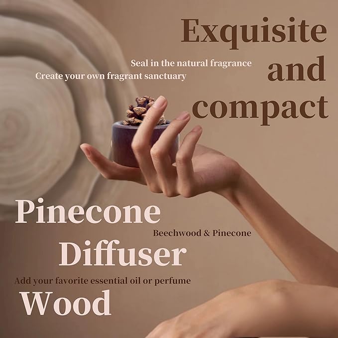 Pinecone Passive Diffuser - 2 Pack Natural Materials Essential Oil Diffusers Set, Needed for Small Spaces, Aromatherapy for Desk, Office, Home, Bedroom or Car Decor - Bloomnest