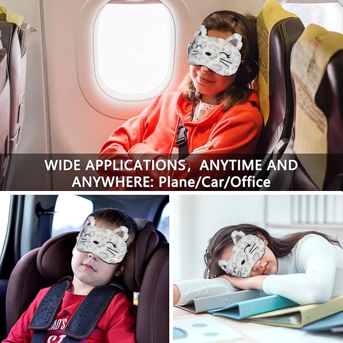 Cute Animal Sleeping Mask Sleep Mask, Soft Plush Cat Eye Mask for Travel Nap Sleeping Blindfold Eye Cover Eyeshade for Adult Kids Girls Teens Men Women - Cat, Dapple - Bloomnest