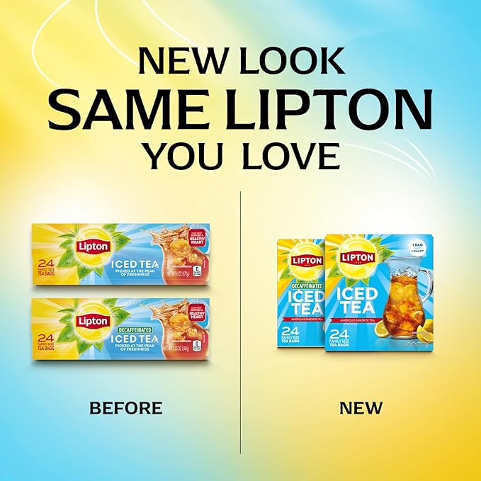 Lipton Unsweetened Iced Tea Bags, Family Size Zero Calories, 24 Total Tea Bags - Bloomnest