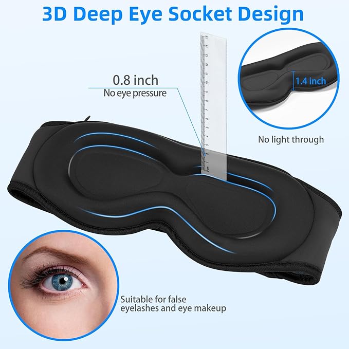 Sleeping Eye Mask with Headphones, Wireless Bluetooth 5.4 Sleep Mask for Men Women, Sleeping Headphones for Side Sleepers, Cool Gadgets Gifts - Bloomnest