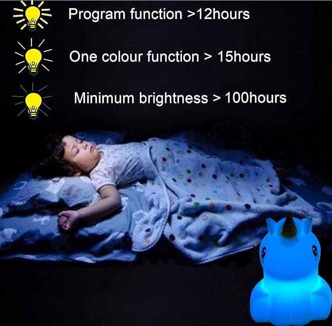 Night Lights Unicorn Nursery Lamp, Children Silicone Bedside Lighting Decorative Bedroom - Eye Caring, Adjustable Brightness & Color, Time Setting, Children's Gift Birthday Presents - Medium - Bloomnest
