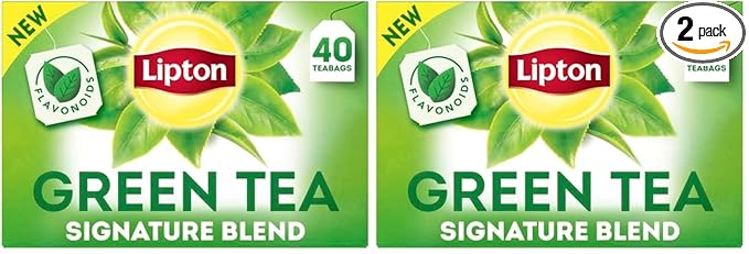 Lipton Green Tea Bags, 40 Count, Pack of 2 | Unsweetened | Contains Caffeine | With Flavonoids - Bloomnest
