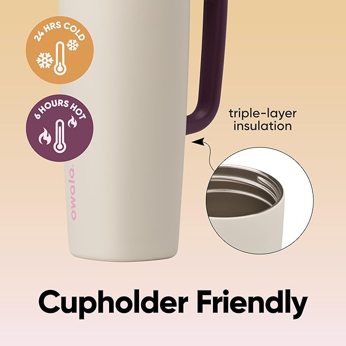 Owala SmoothSip Slider Stainless Steel Insulated Travel Mug with handle, 100% Leak Proof, For Hot and Cold Drinks, Travel Friendly with Sliding Lock Lid, 24 oz, BPA Free, Leak Proof, High Dive - Bloomnest