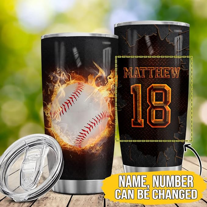 Wassmin Personalized Baseball Tumbler Sports Cups With Lids Gifts For Players Lovers Fan Coach Stainless Steel Insulated Tumblers 20oz 30oz Coffee Travel Mug Birthday Christmas Presents - Bloomnest