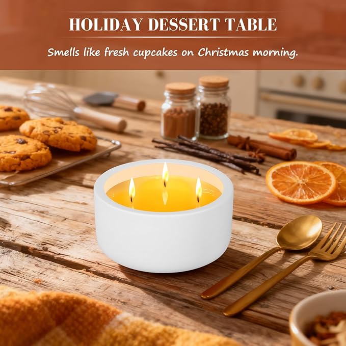 Viyffo Fall Candles - Vanilla Cupcake, 3 Wick Large Scented Candle, 20oz Soy Candles for Women & Men, Non Toxic Aromatherapy Candle, Ceramic Velas Perfect for Autumn Home Decor & Gift - Bloomnest