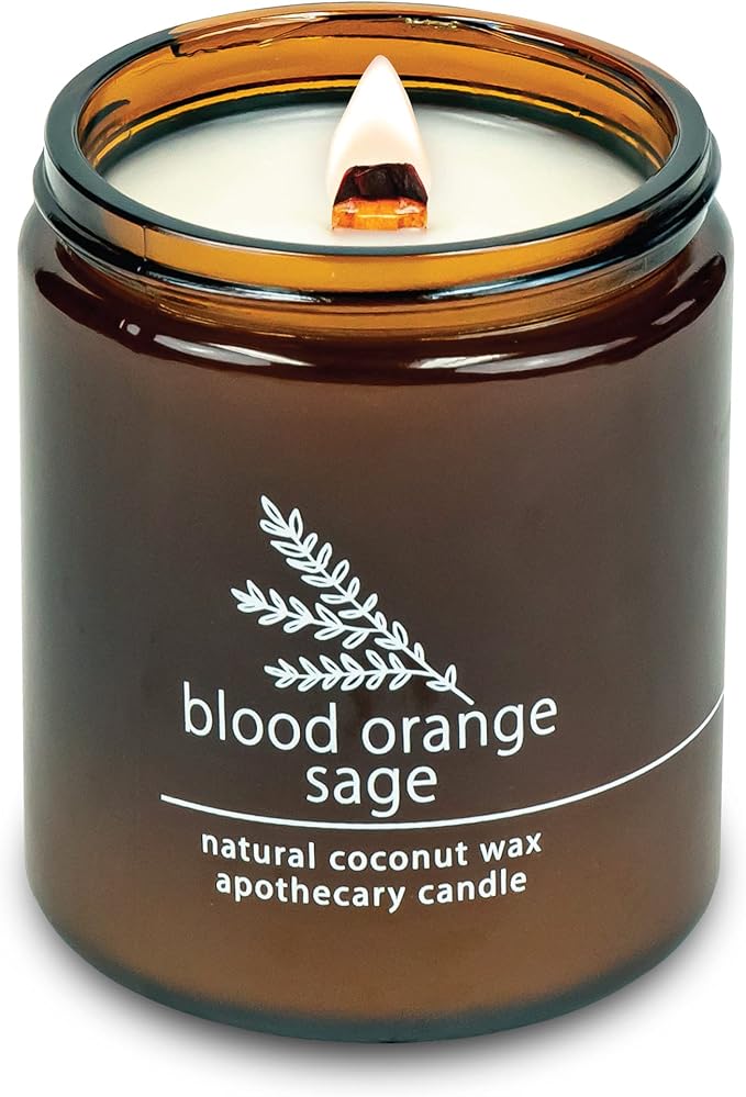 Hemlock Park Crackling Wood Wick Candle Handcrafted with Natural Coconut Wax (Standard 8 oz, Blood Orange Sage) - Bloomnest