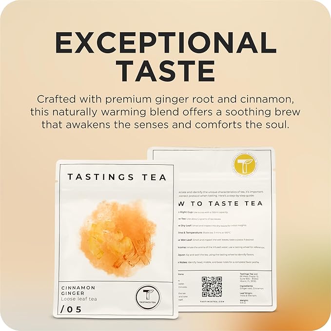 Tastings Tea Cinnamon Ginger Blend - 4.45oz Loose Leaf | Winter Warming | Bold Spice | Perfect Stocking Filler - Bloomnest