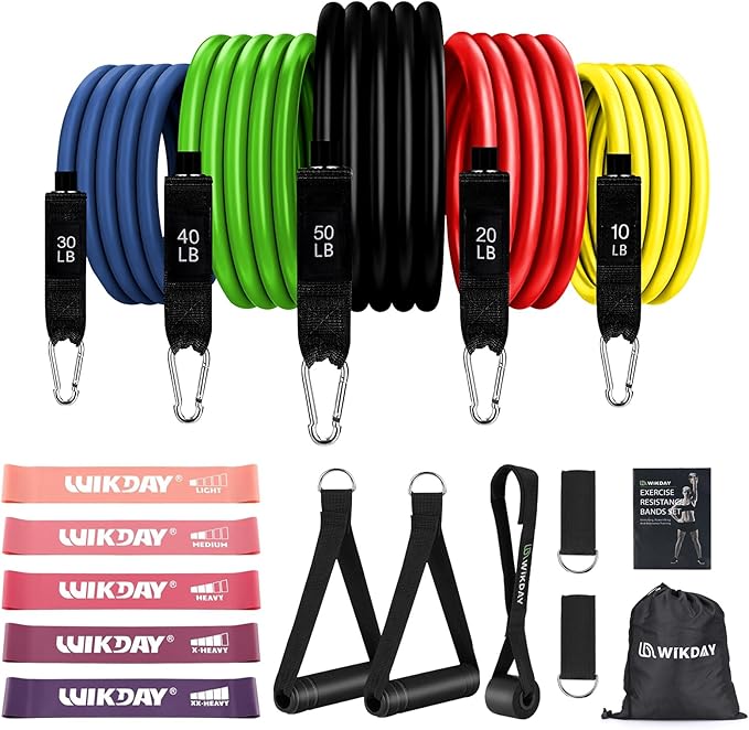 Exercise Resistance Bands with Handles for Working Out, 150/200/250/300 lbs Workout Bands Set with Door Anchor for Physical Therapy, Yoga, Pilates - Bloomnest
