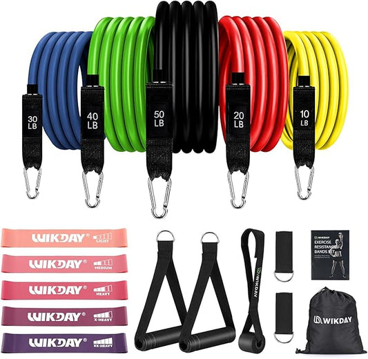 Exercise Resistance Bands with Handles for Working Out, 150/200/250/300 lbs Workout Bands Set with Door Anchor for Physical Therapy, Yoga, Pilates - Bloomnest