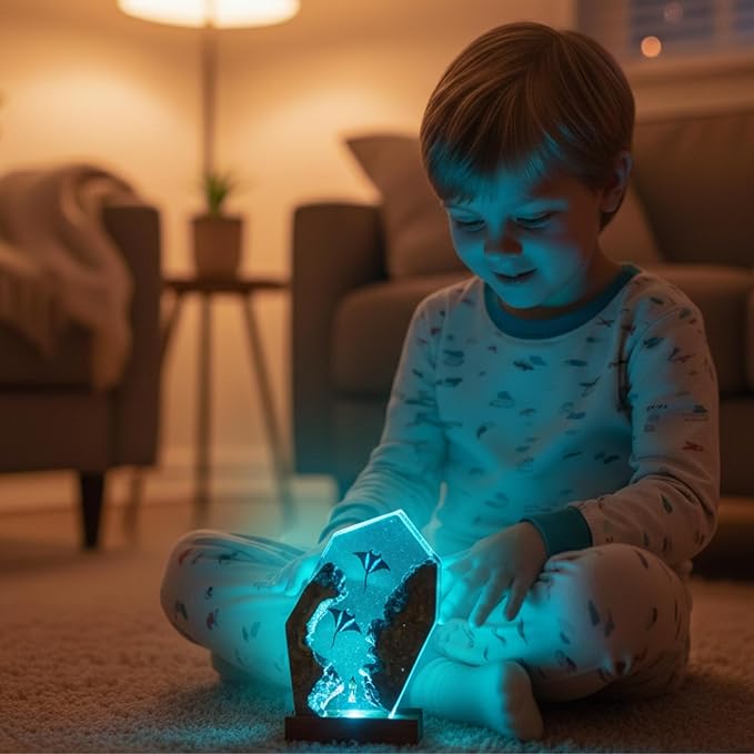 Handmade 3D Ocean Resin Lamp, Epoxy Ocean Night Light with Wooden Base, LED Color Changing Table Lamp, USB Powered Dragons Decor, Unique Ocean Gift for Bedroom & Home Office (Manta Ray) - Bloomnest