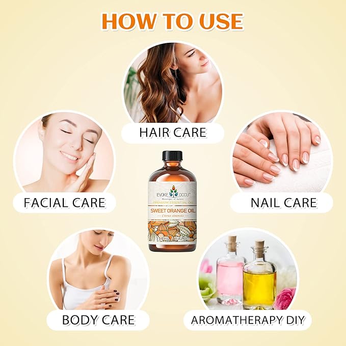 EVOKE OCCU Orange Essential Oil for Clean Diffuser Hair Spray, DIY Candle and Soap - 4 Fl Oz - Bloomnest