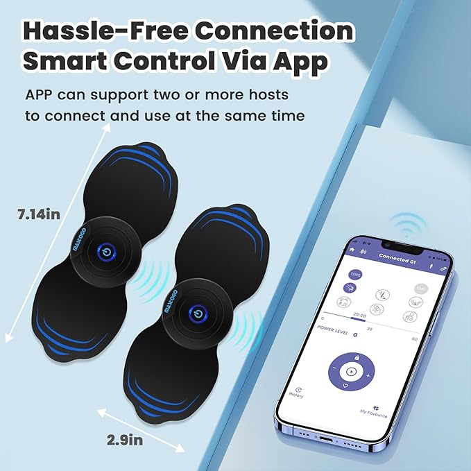 Wireless Tens Unit Muscle Stimulator - Two Sets of Tens Unit Massager for Pain Relief - Up to 12 Mode 20 Intensity Portable with App Controlled Bluetooth TENS EMS Muscle Stimulator Machine MASTOGO