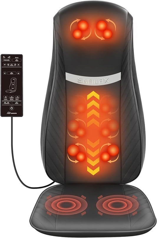 Snailax Upgraded Shiatsu Back Massager with Heat -Deep Kneading Massage Chair Pad with Adjustable Intensity,Full Body Massage Seat Cushion for Relaxation - Bloomnest