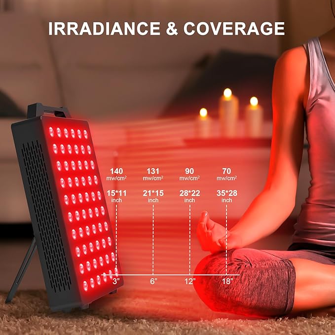 Red Light Therapy, 660nm 850nm 2-Wavelength Red Near Infrared Light Device with 60 Dual Chip Clinical Grade LEDs, Remote Control, Timer for Face, Body, Skin, Pain Relief, BO-300 (Black) BONTANNY