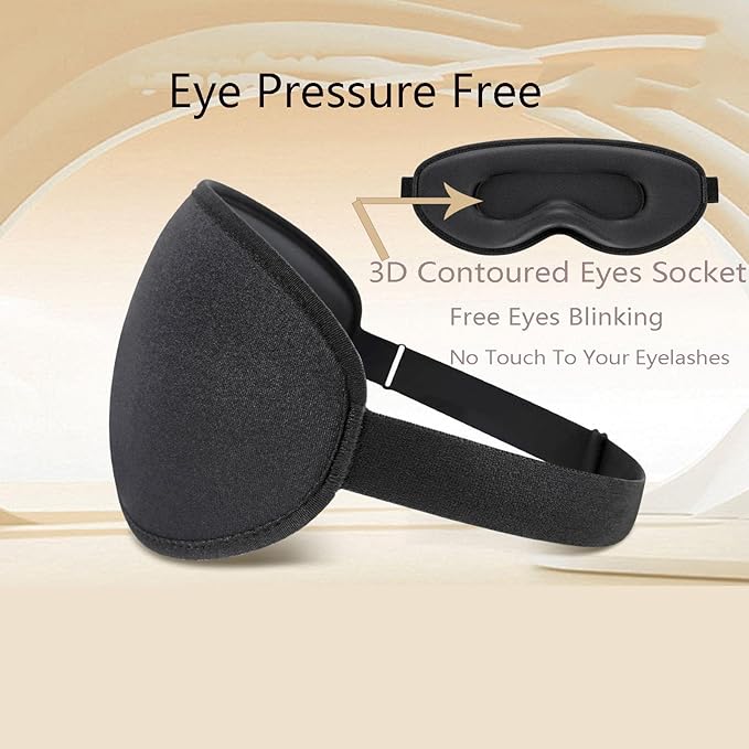 Sleep Mask for Side Sleeper, 3D Contoured Blackout Sleeping Mask,Breathable Sleep Masks for Women Men,Eye Masks for Sleep,Adjustable Eye Cover Blindfold with lash Extensions for Trave,Nap,Night Work - Bloomnest